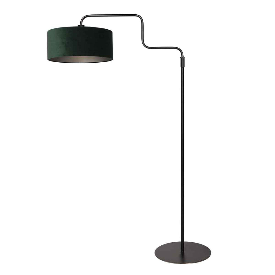 Zwarte vloerlamp Bloeba 4165ZW met groen velours kap
