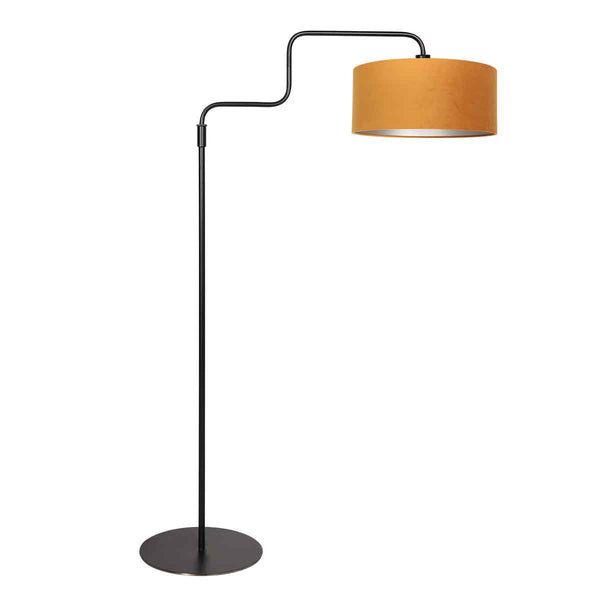 Vloerlamp bloeba 4168zw zwart met gouden velours kap