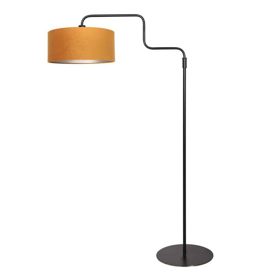Vloerlamp bloeba 4168zw zwart met gouden velours kap
