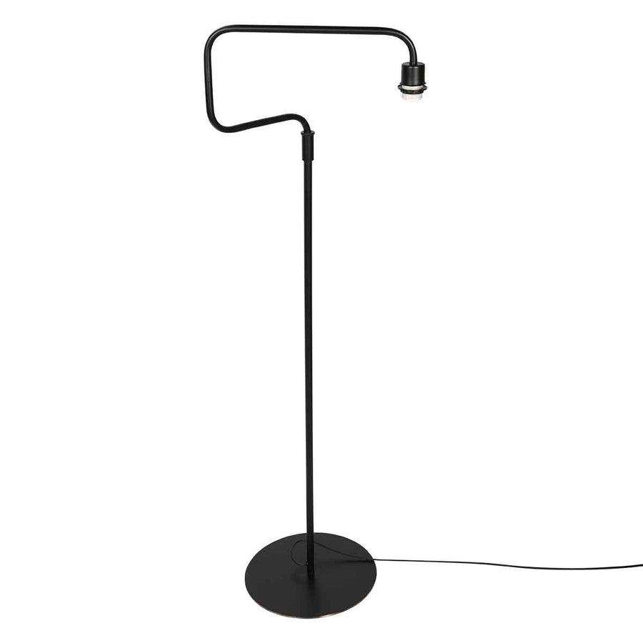 Zwarte vloerlamp Bloeba 4171ZW met naturelkleurig gras kap