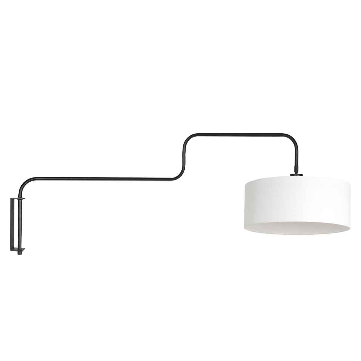 Zwarte Wandlamp Bloeba 4175ZW met wit grof linnen kap