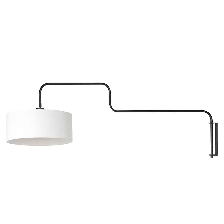 Zwarte Wandlamp Bloeba 4175ZW met wit grof linnen kap