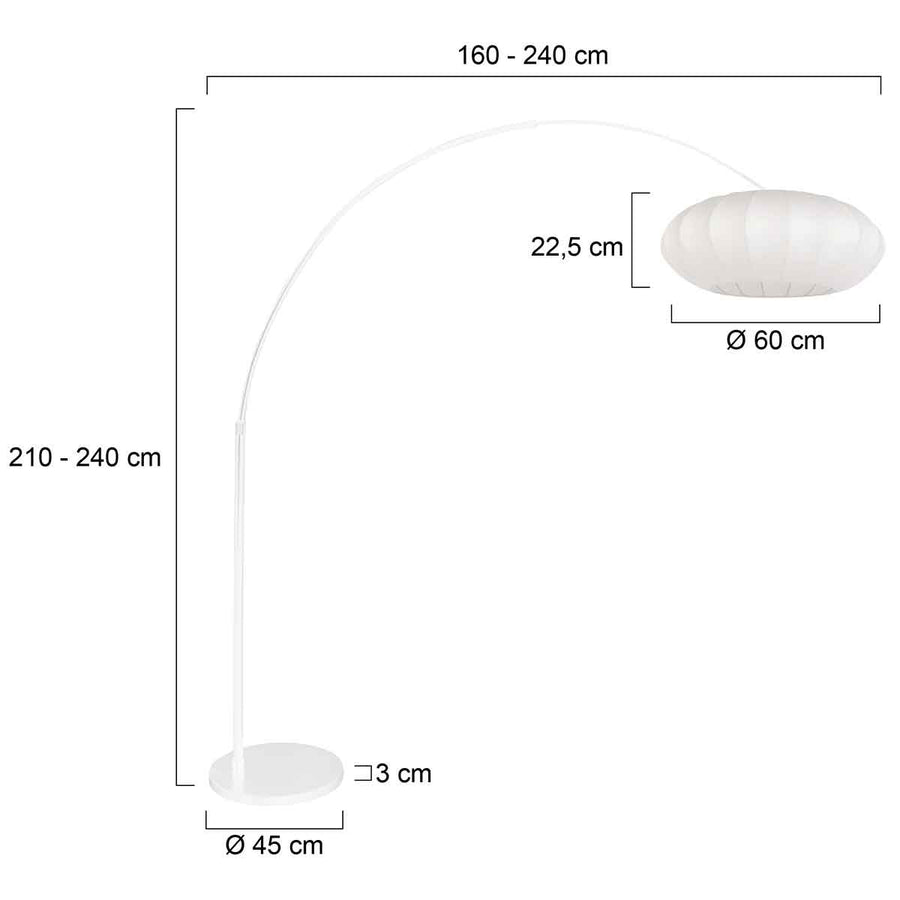 Witte vloerlamp Sparkled Light 4185W met wit zijde plat-ronde lampenkap