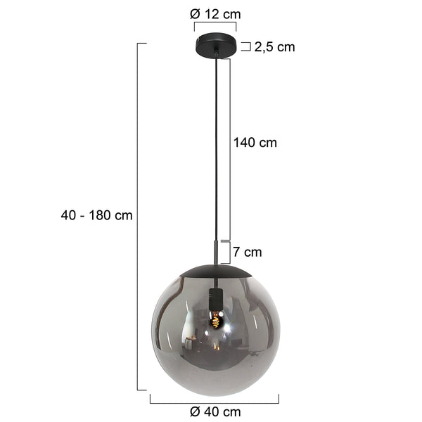 Stijlvolle hanglamp Bollique 4186ZW glas 40cm