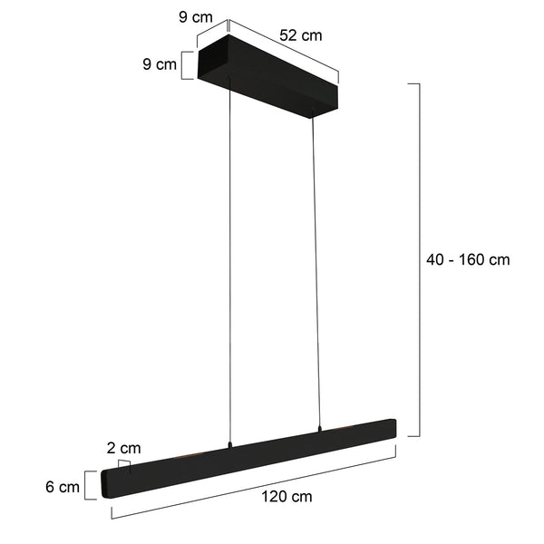 Zwarte hanglamp Fluxy 4189 – In hoogte verstelbaar tot 160 cm, breedte 120 cm