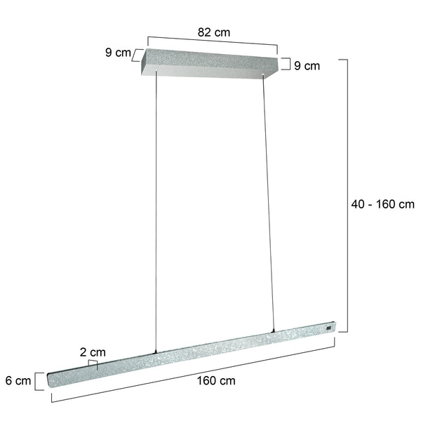 Champagne-staal kleurige hanglamp Fluxy 4190ST et cable lift 160cm