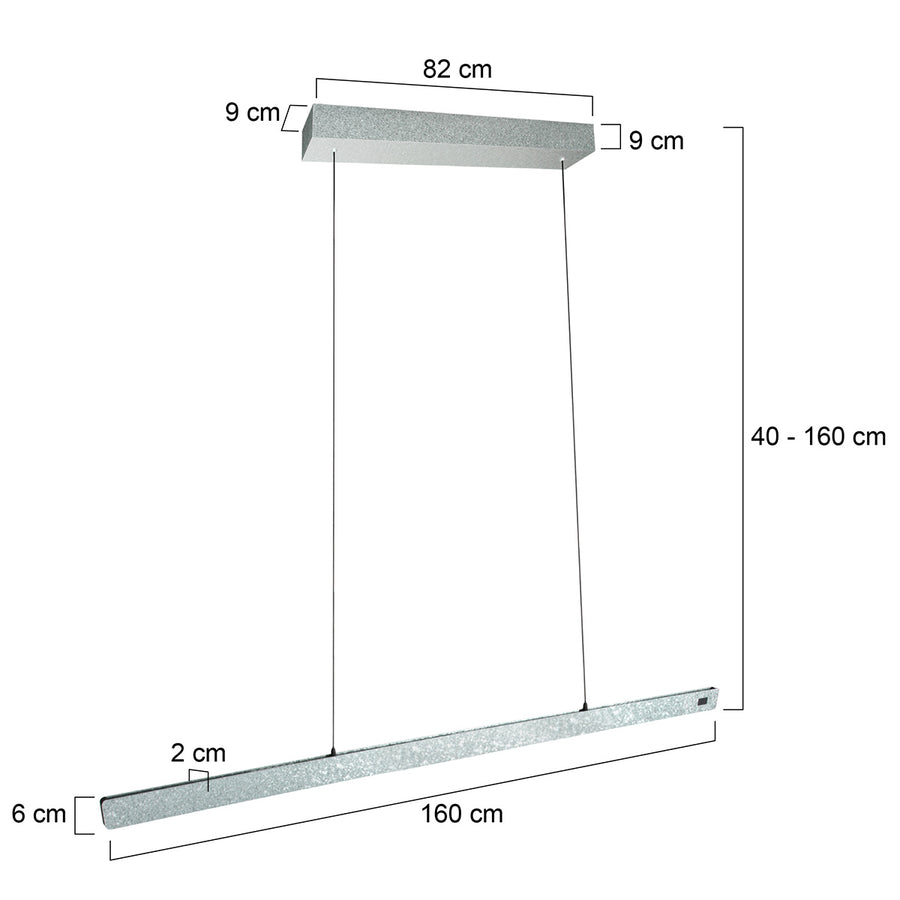 Champagne-staal kleurige hanglamp Fluxy 4190ST et cable lift 160cm