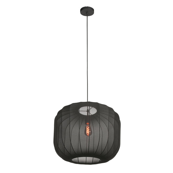 Zwarte hanglamp sable 4192zw stijlvolle verlichting met luxe linnen kap
