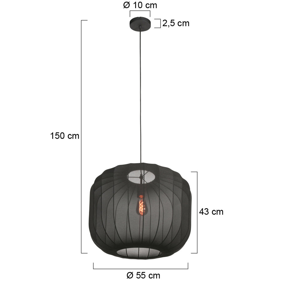 Zwarte hanglamp sable 4192zw stijlvolle verlichting met luxe linnen kap