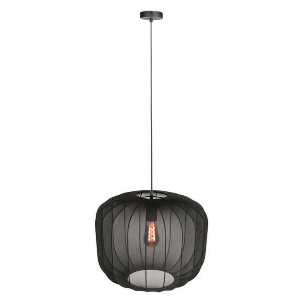 Zwarte hanglamp sable 4192zw stijlvolle verlichting met luxe linnen kap