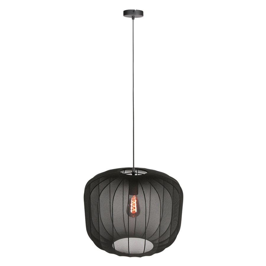 Zwarte hanglamp sable 4192zw stijlvolle verlichting met luxe linnen kap