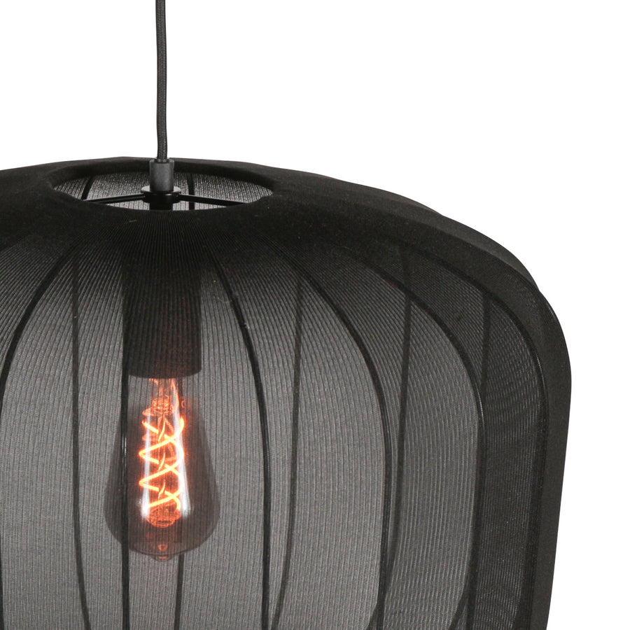 Zwarte hanglamp sable 4192zw stijlvolle verlichting met luxe linnen kap