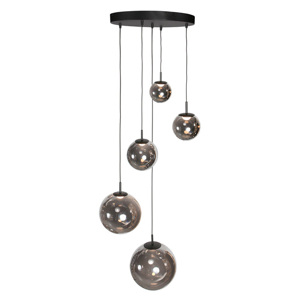 Zwarte Hanglamp Bollique 4196ZW – Stijlvolle Vide Lamp met Smoke Glas