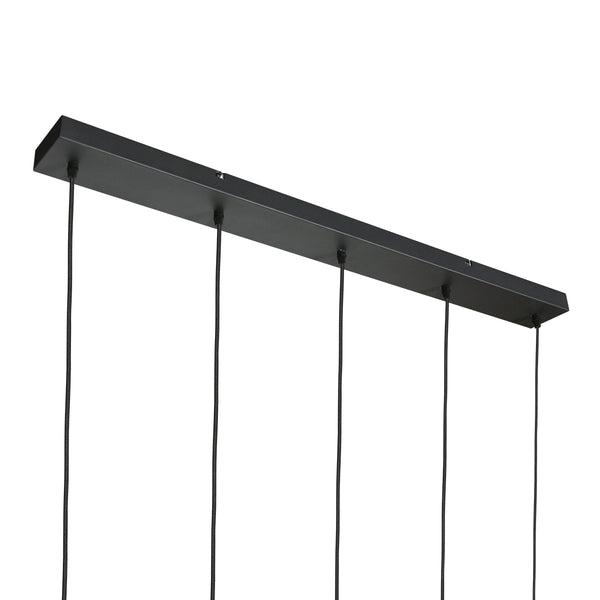 5-lichts Hanglamp 4197ZW – Zwart met Smoke Glas