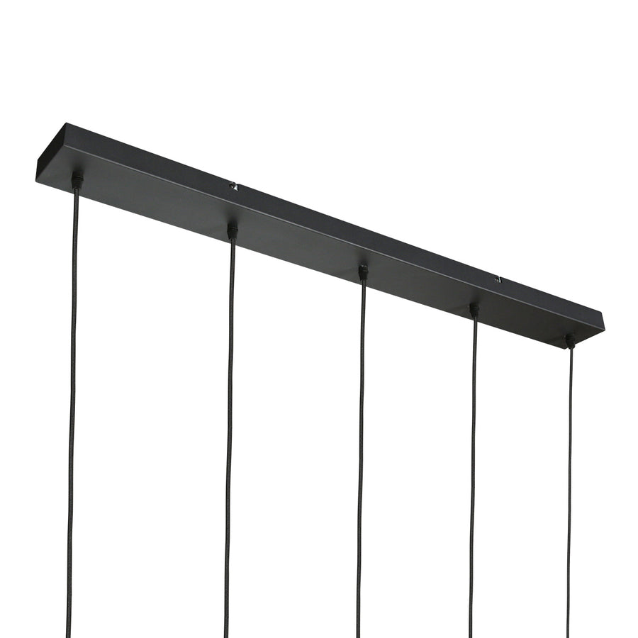 5-lichts Hanglamp 4197ZW – Zwart met Smoke Glas
