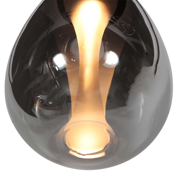 5-lichts Hanglamp 4197ZW – Zwart met Smoke Glas