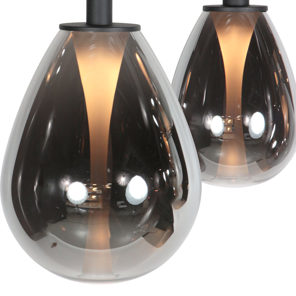 5-lichts Hanglamp 4197ZW – Zwart met Smoke Glas