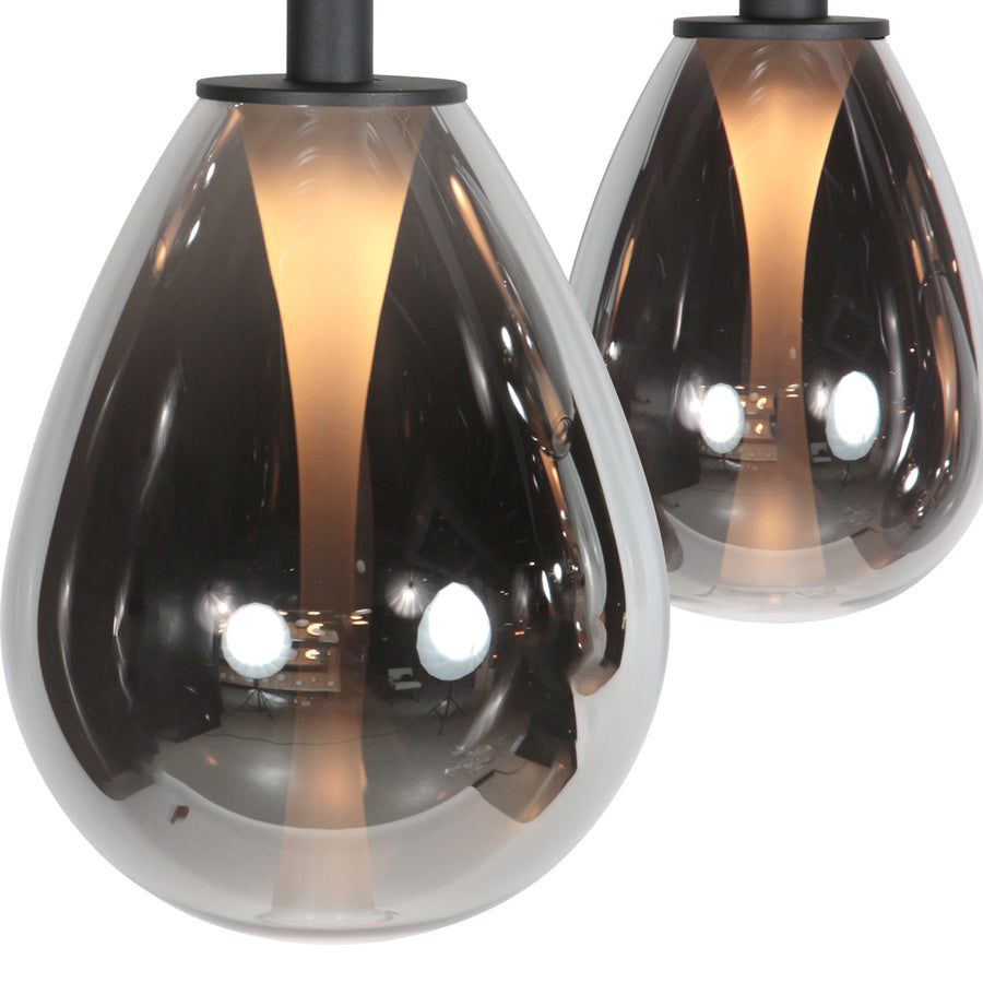 5-lichts Hanglamp 4197ZW – Zwart met Smoke Glas