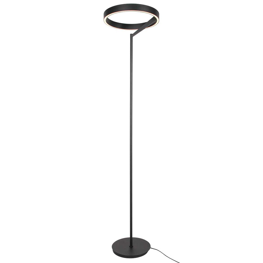 Ronde zwarte vloerlamp Mykty 4201ZW – Ø40 cm, 170 cm hoog, 5200 lumen, met vloerdimmer
