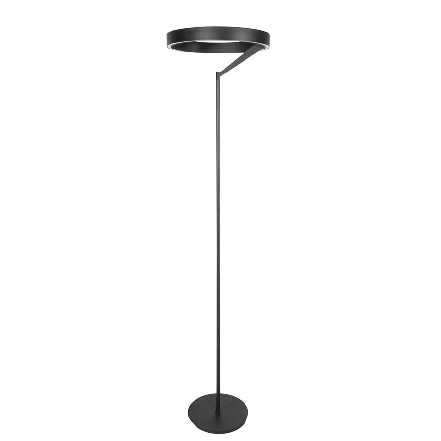 Ronde zwarte vloerlamp Mykty 4201ZW – Ø40 cm, 170 cm hoog, 5200 lumen, met vloerdimmer