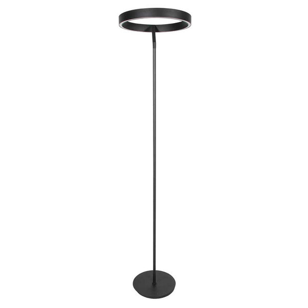Ronde zwarte vloerlamp Mykty 4201ZW – Ø40 cm, 170 cm hoog, 5200 lumen, met vloerdimmer