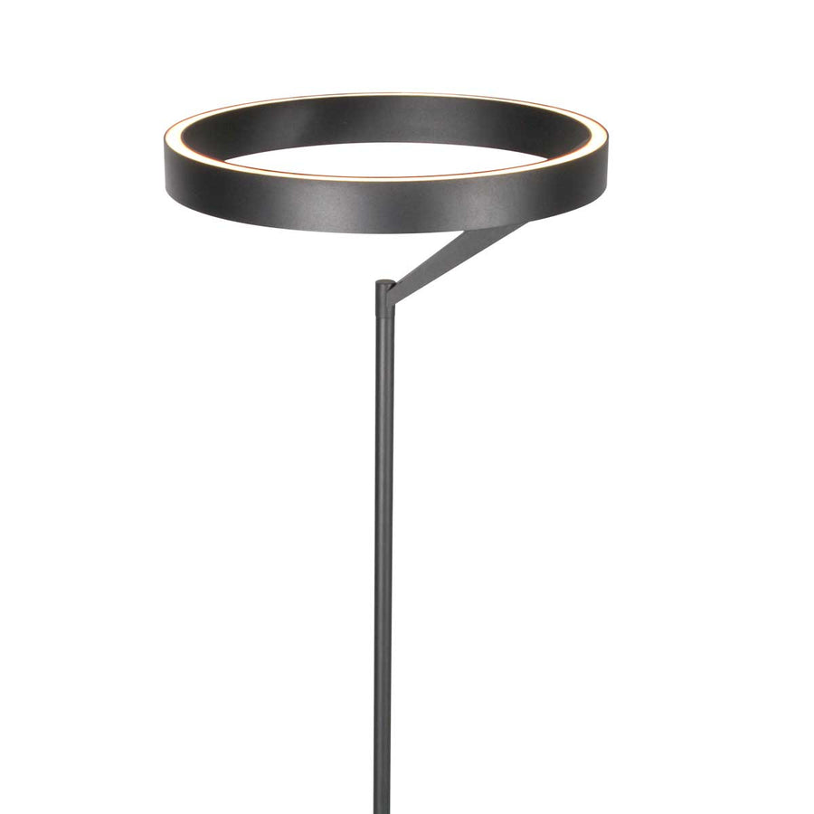 Ronde zwarte vloerlamp Mykty 4201ZW – Ø40 cm, 170 cm hoog, 5200 lumen, met vloerdimmer