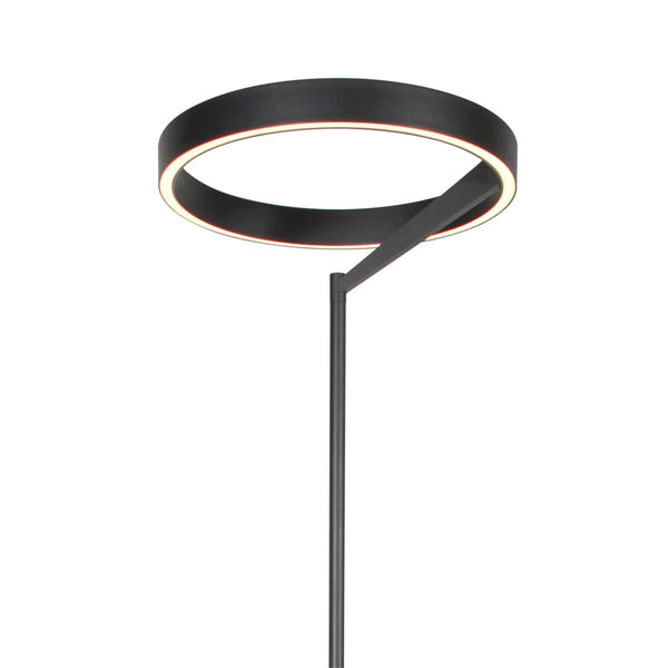 Ronde zwarte vloerlamp Mykty 4201ZW – Ø40 cm, 170 cm hoog, 5200 lumen, met vloerdimmer