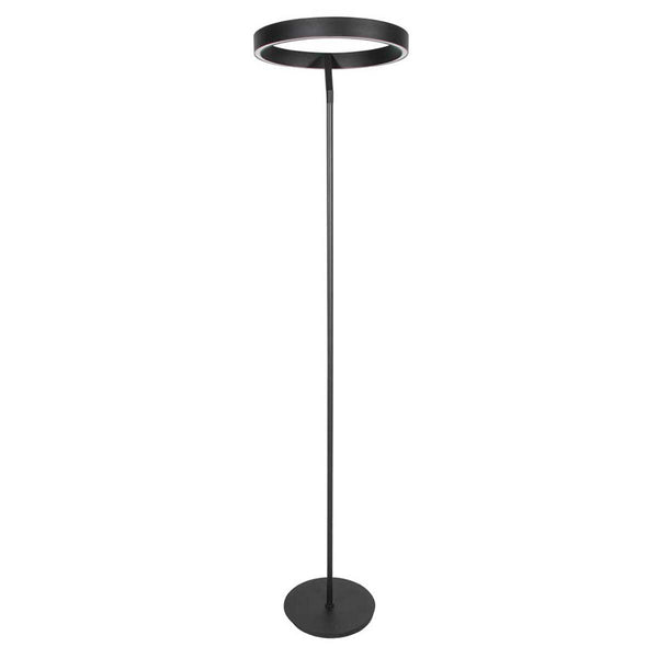 Ronde zwarte vloerlamp Mykty 4201ZW – Ø40 cm, 170 cm hoog, 5200 lumen, met vloerdimmer