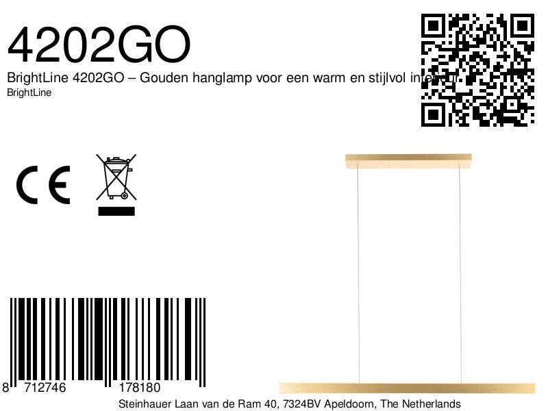 Brightline 4202go – gouden hanglamp voor een warm en stijlvol interieur