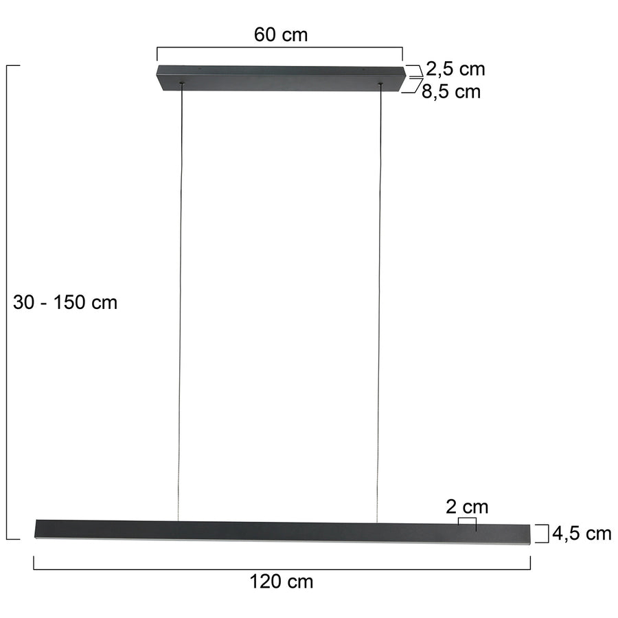 Brightline 4202zw – strakke hanglamp voor boven je tafel, bar of kookeiland