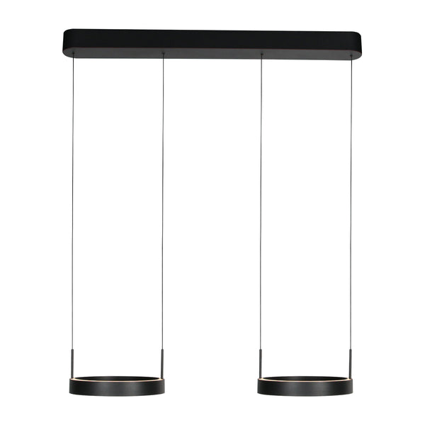 Zwarte hanglamp Mykty 4204 – Twee zwevende cirkels, individueel in hoogte verstelbaar, 6000 lumen, 2700K