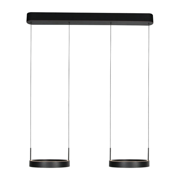 Zwarte hanglamp Mykty 4204 – Twee zwevende cirkels, individueel in hoogte verstelbaar, 6000 lumen, 2700K