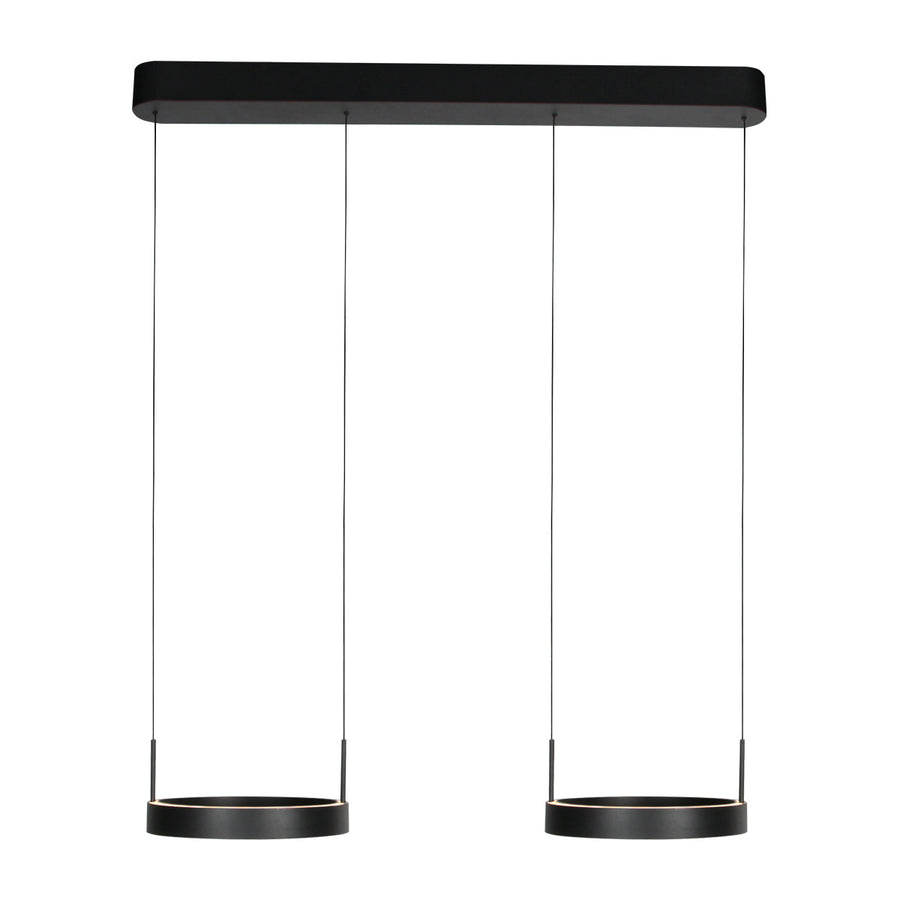 Zwarte hanglamp Mykty 4204 – Twee zwevende cirkels, individueel in hoogte verstelbaar, 6000 lumen, 2700K