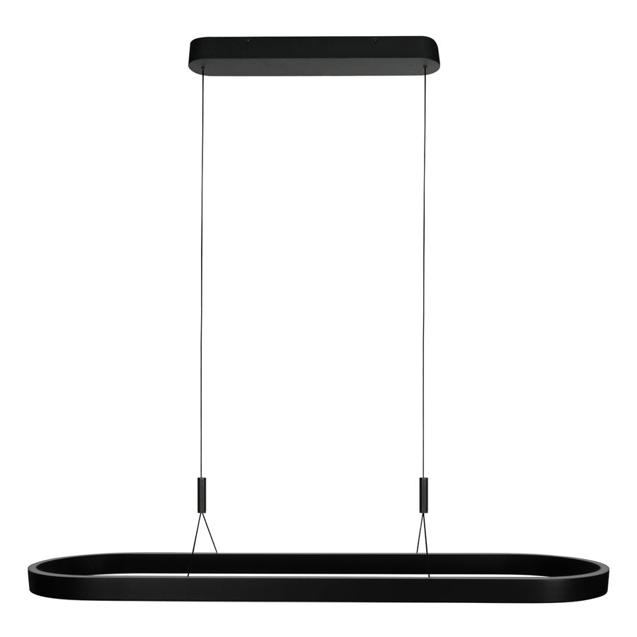 Ovale zwarte hanglamp Mykty 4205ZW – 120 cm breed, in hoogte verstelbaar met Cable Lift