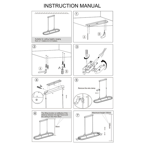 Ovale zwarte hanglamp Mykty 4205ZW – 120 cm breed, in hoogte verstelbaar met Cable Lift