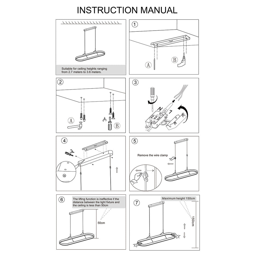 Ovale zwarte hanglamp Mykty 4205ZW – 120 cm breed, in hoogte verstelbaar met Cable Lift