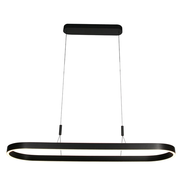 Ovale zwarte hanglamp Mykty 4205ZW – 120 cm breed, in hoogte verstelbaar met Cable Lift
