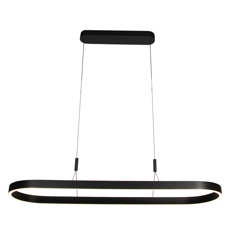 Ovale zwarte hanglamp Mykty 4205ZW – 120 cm breed, in hoogte verstelbaar met Cable Lift