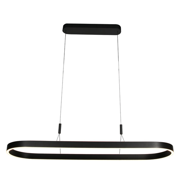Ovale zwarte hanglamp Mykty 4205ZW – 120 cm breed, in hoogte verstelbaar met Cable Lift
