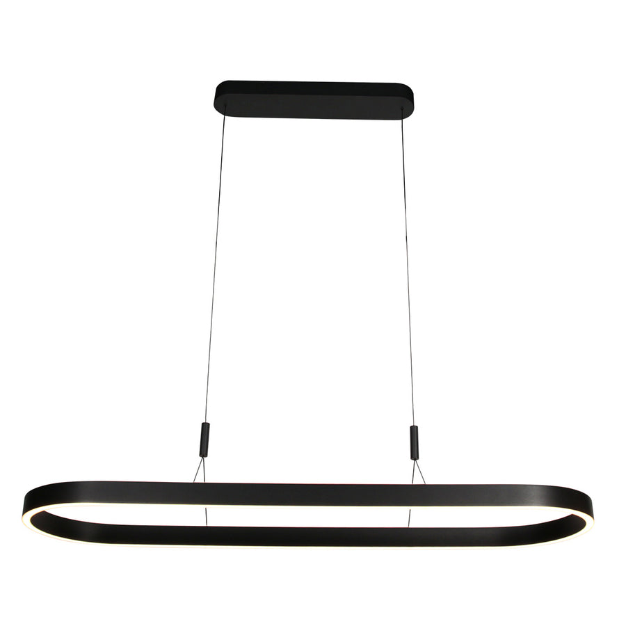 Ovale zwarte hanglamp Mykty 4205ZW – 120 cm breed, in hoogte verstelbaar met Cable Lift