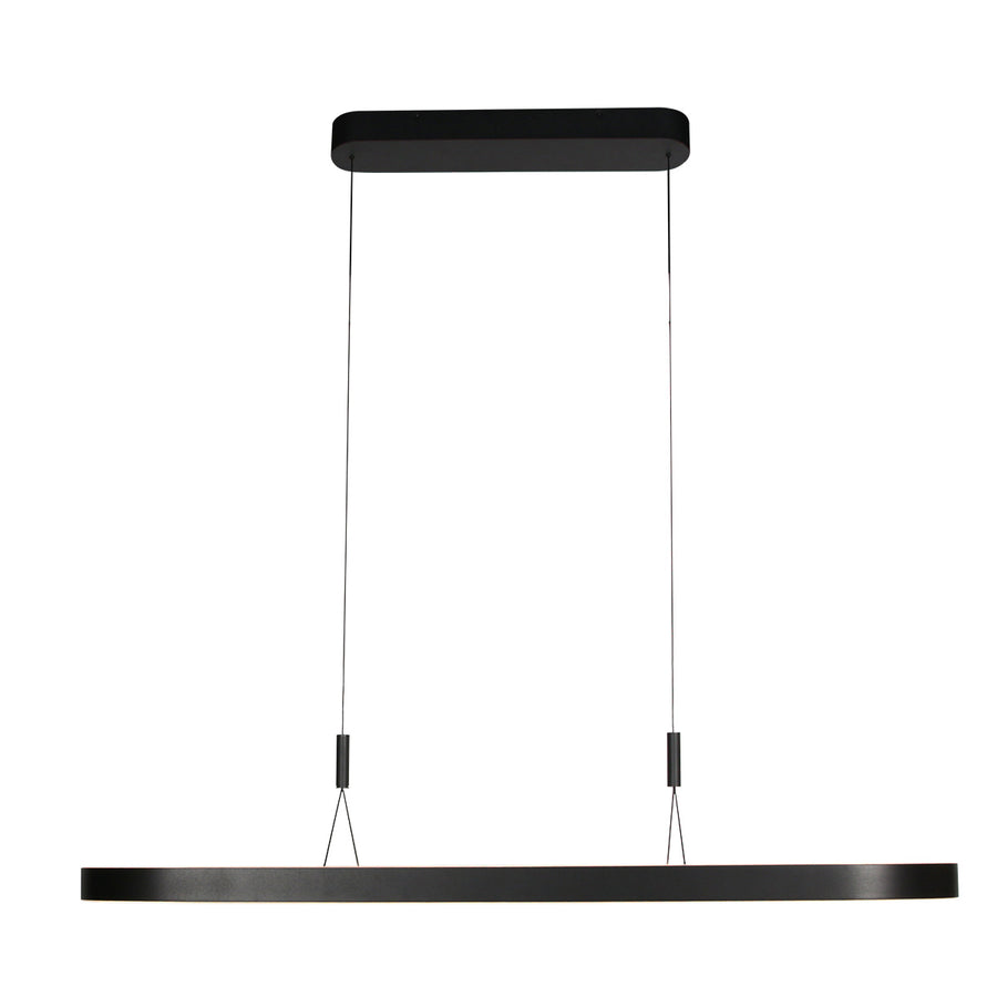 Ovale zwarte hanglamp Mykty 4205ZW – 120 cm breed, in hoogte verstelbaar met Cable Lift