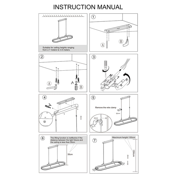Ovale zwarte hanglamp Mykty 4205ZW – 120 cm breed, in hoogte verstelbaar met Cable Lift