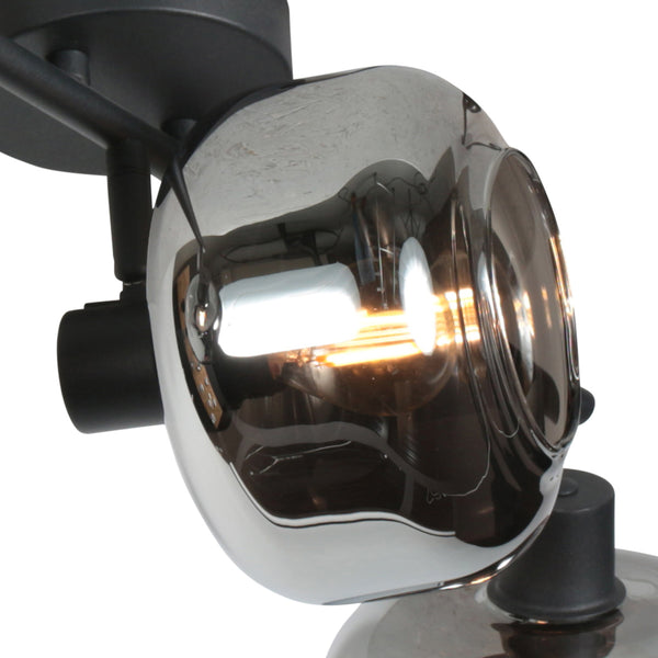Zwarte 3-lichts plafondspot tenebris 4210zw – stijlvolle verlichting met smoke glas