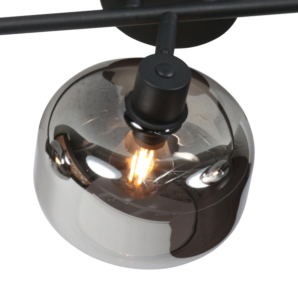 Zwarte 3-lichts plafondspot tenebris 4210zw – stijlvolle verlichting met smoke glas