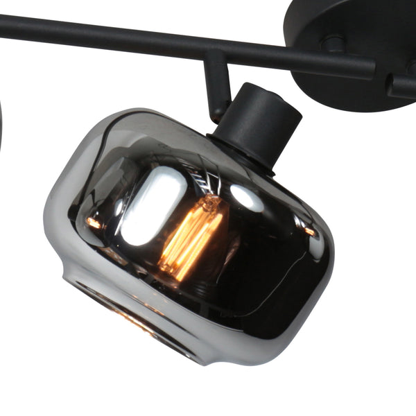 Zwarte 4-lichts plafondspot tenebris 4211zw – stijlvolle verlichting met smoke glas