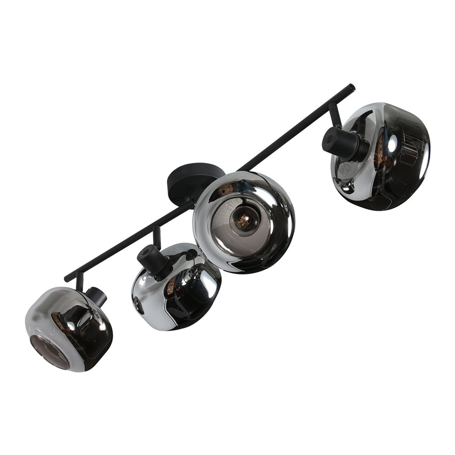 Zwarte 4-lichts plafondspot tenebris 4211zw – stijlvolle verlichting met smoke glas