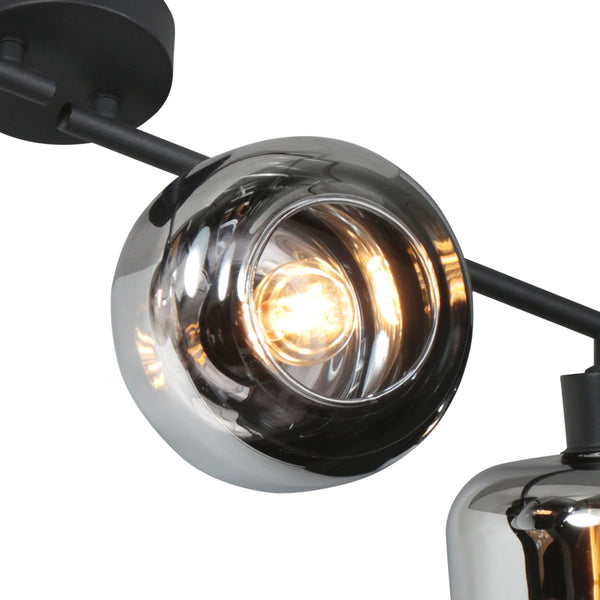 Zwarte 4-lichts plafondspot tenebris 4211zw – stijlvolle verlichting met smoke glas