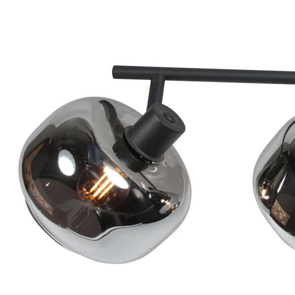 Zwarte 4-lichts plafondspot tenebris 4211zw – stijlvolle verlichting met smoke glas