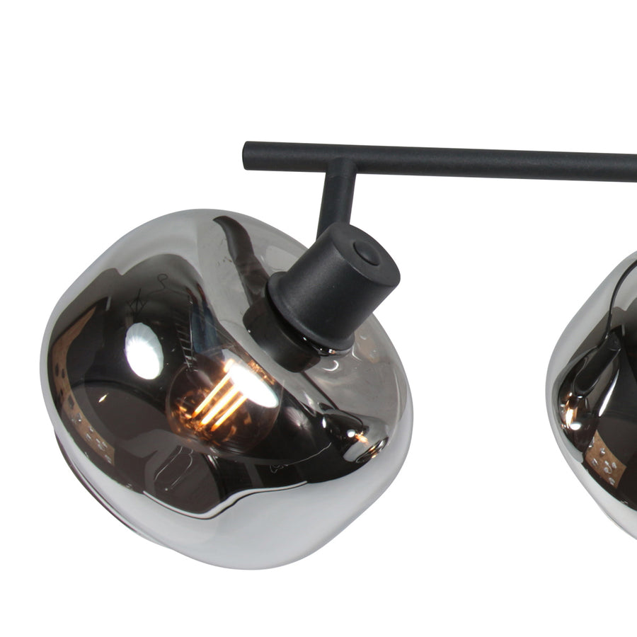 Zwarte 4-lichts plafondspot tenebris 4211zw – stijlvolle verlichting met smoke glas