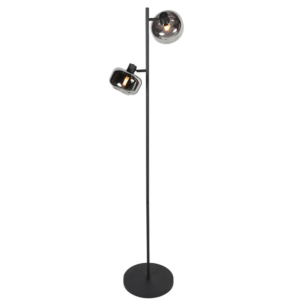 Zwarte 2-lichts vloerlamp tenebris 4213zw – elegante verlichting met luxe uitstraling